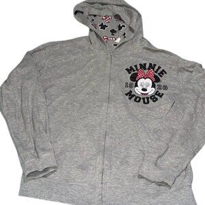 Disney Minnie Mouse 1928 Gray Zip-Up Hoodie Sweatshirt XL